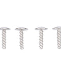 Four stainless steel flat-head screws for boat hardware.