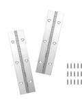 Heavy Duty Stainless Steel Piano Hinges 2 Pack 6 Inch Long With 2 Inch Open Width Pre Drilled Holes And Screws