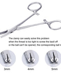 4mm Jaw Piercing Ball Removal Tool Stainless Steel Dermal Anchor Forceps with multiple ball sizes