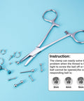 3mm Piercing Ball Removal Tool Stainless Steel Dermal Anchor Forceps with jewelry and size chart