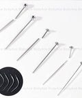 Piercing Tapers Set 14G 16G 18G 20G Stainless Steel Threadless Insertion Pin Screws displayed on white background with curvature detail