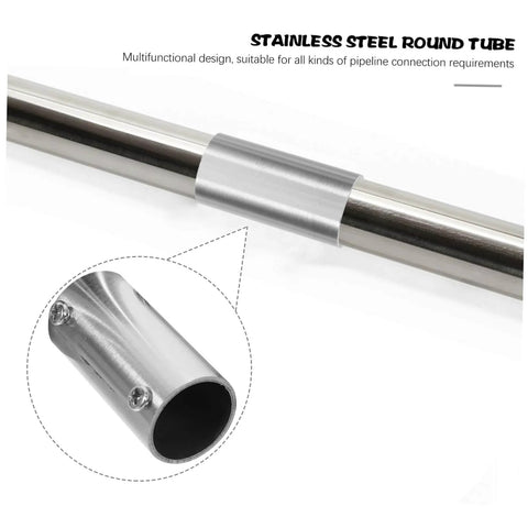 Stainless Steel Straight Pipe Fittings Connectors For Round Tubes Two Way Handrail Railing Connectors with close-up view.