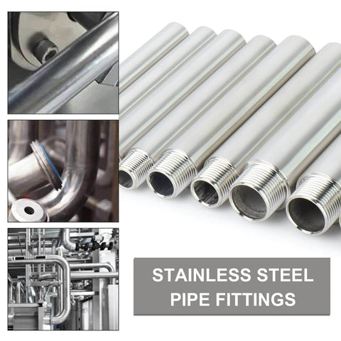 Two Pack Stainless Steel Pipe Fittings 1/4 Inch NPT Male To 1/4 Inch NPT Female Threaded Nipple Cast Pipe 4 Inch Length 304 Stainless Steel Corrosion Resistant For Durable Water Gas Oil And Air Line Installations