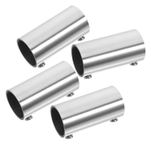 Four stainless steel straight pipe fittings connectors for round tubes two way handrail railing connectors, durable precision machined