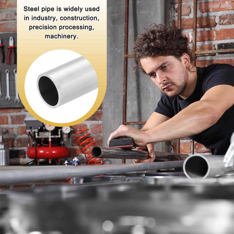 Man using Two Pack 13mm Stainless Steel Tubes 304 Grade 1mm Wall 305mm Long Built To Last Heavy Duty Metal Pipes in workshop