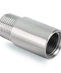 Close-up of 2 Pcs Stainless Steel Pipe Fittings Half Inch NPT Male To Half Inch NPT Female Threaded 2 Inch Nipple