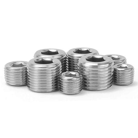 20 Piece Stainless Steel Pipe Plug Fitting Assortment Kit With Five Sizes One Eighth Inch One Quarter Inch Three Eighths Inch One Half Inch