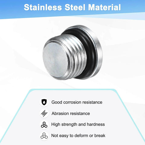 Stainless steel pipe plug with O ring, corrosion resistant; 6 Pack 9/16-18 UNF Inner Hex Head Pipe Plug, Carbon Steel Socket Fitting