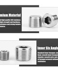 20 Piece Stainless Steel Pipe Plug Fitting Assortment Kit With Five Sizes One Eighth Inch One Quarter Inch Three Eighths Inch One Half Inch Three Quarters Inch NPT Male Internal Hex Thread Socket Plugs For Sealing Pipe Ports In A Plastic Storage Box, featuring 304 stainless steel plugs with hex socket
