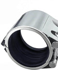 Stainless steel Heavy Duty Pipe Repair Clamp Kit For Plastic And Metal Pipes 60-65mm (2.5 Inch), side view showing rubber liner