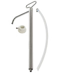 LUMAX LX-1352 20 inch Stainless Steel Piston Pail Pump (8 oz/Stroke Lift-Action), shown disassembled with tube and adaptor.
