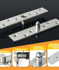 6 Inch Pivot Door Hinges 360 Degree Rotation Hidden Hinges Heavy Duty Stainless Steel Brushed Finish 2 Pack Concealed Mount