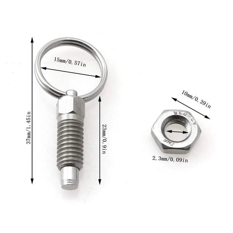 2 Pack Non Lock Out Stubby Knob Plungers Hand Retractable Spring Plungers With Pull Ring Stainless Steel Construction M6 Thread