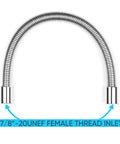 Stainless Steel Flexible Metal Hose 18.5 Inch For Commercial Pre Rinse Kitchen Sink Faucets Replacement With Seven Eighths Inch UNEF Female Thread Inlet