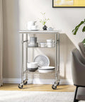 Stainless Steel Commercial Work Table Island Prep Cart With 24 By 20 Inch Top, 36 Inch High, NSF Certified, Sliding Wire Basket And Shelf