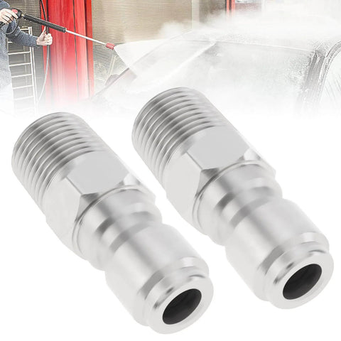 2 Pack NPT 3/8 Inch Pressure Washer Quick Connect Fittings Stainless Steel Male Adapters Plug for Cleaning Machines
