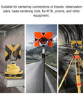 Total Station Prism Adapter Quick Release in stainless steel mounted on tripods for RTK surveying tools and measurement stability