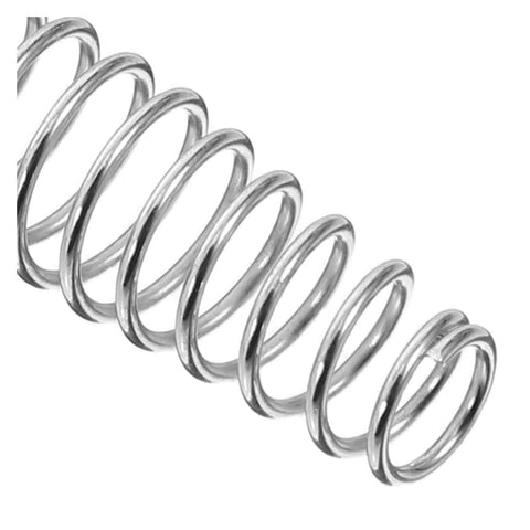 Close-up of stainless steel spring, part of 12 Pack Garden Pruner Replacement Springs For Pruners And Shears Stainless Steel Pro Grade Anti Rust Trimming Parts Durable Easy Install Fits Most Garden Shears DIY Gardening Tool Upgrade.