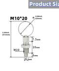 Beefy Heavy Duty Stainless Steel Pull Ring Indexing Plungers Set Of 4 M10 Retractable Spring Loaded Plungers Size Diagram