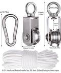 Cable Pulley Block Heavy Duty Stainless Steel, Bearing Inside with 32ft Nylon Rope and 1 Hook,Swivel Single Pulley Wheel,Good for Pulley Lifing System,Loading 551lb