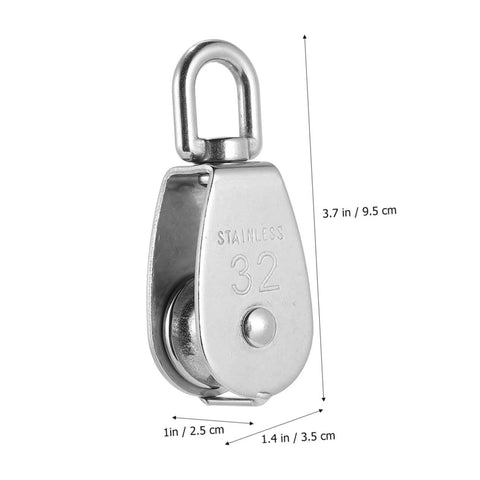 Stainless Steel Pulley Single Block for Fishing Net and Boat Lifting Heavy Duty Swivel Hook for Smooth and Easy Rope Handling