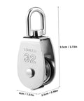 3pcs Stainless Steel Pulley Single Block Lifting Pulley Heavy Duty Cable Pulley Roller for Rope Rigging Block, side view
