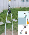 2-Pack M15 Single Pulley Block Stainless Steel Heavy Duty Hardware in use for lifting with rope outdoors