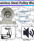 ✝️ Groove Wheel Pulley Stainless Steel Pulley Block Super Silent Single Pulley Block for DIY Gym Equipment