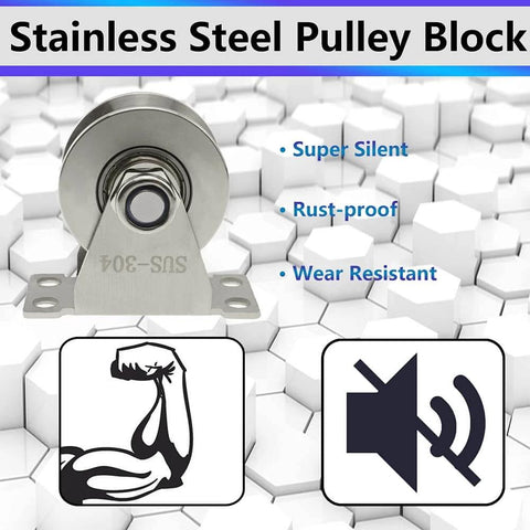 ✝️ Groove Wheel Pulley Stainless Steel Pulley Block Super Silent Single Pulley Block for DIY Gym Equipment
