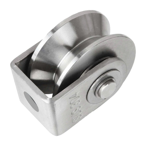 2PCS V Type Pulley Roller 304 Stainless Steel Pulley Block Duplex Bearing Super Silent Heavy Duty Grooved Wheel for Material Handling