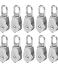 10Pcs M15 Pulley Block 304 Stainless Steel Heavy Duty Traction Wheel Single/Double Wheel Lifting Rope Block(Double)