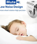 2 Pack 2 Inch Pulley Block U Grooved Wheel Pulley, 304 Stainless Steel Pulley Roller, Mute design shown near sleeping child