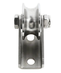 Detachable Oblique Stainless Steel U-Type Groove Sliding Wheel Roller Track Rail Fixed Pulley, front view.