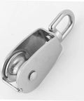 Stainless Steel Pulley Single Block for Fishing Net and Boat Lifting Heavy Duty Swivel Hook for Smooth and Easy Rope Handling Stainless Steel Construction, side view