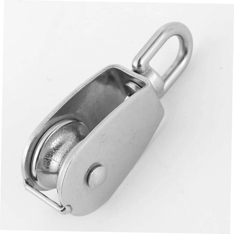 Stainless Steel Pulley Single Block for Fishing Net and Boat Lifting Heavy Duty Swivel Hook for Smooth and Easy Rope Handling Stainless Steel Construction, side view