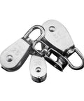 Three Stainless Steel Pulley M15 Single Wheel Swivel Lifting Rope Pulley Set Lifting Wheel Tools(M15) in various sizes.