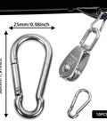 10 Pcs M20 Single Pulley Block 304 Stainless Steel M20 Pulleys for Rope, Small Single Pulley with 10Pcs Spring Snap Hook, Wire Rope Hanging Wire Towing Wheel