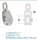 Image showing Five Piece 1 Inch Stainless Steel Single Pulley with Swivel Eye for Marine Rigging Lift 316 Stainless Construction.