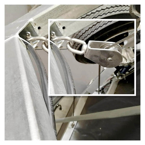 Installed 304 Stainless Steel Pully Single Wheel Swivel Pulley Block Lifting Rope 25mm Set in use