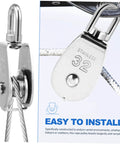 3pcs Heavy Duty Stainless Pulley Swivel Lifting Wire Rope Crane for Construction DIY Projects, close-up view, with wire rope installation.