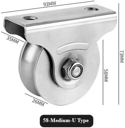 Pulley,Pulley Wheel, Pulley Wheel Clothes line Pulley U Groove Wheel Pulley Stainless Steel Pulley Block Super Silent Single Lifting Rope Pulley Roller Track Block for Wire Rope