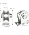 Cable Pulley 48mm Wheel Wall Mount, Bearings Inside, Stainless Steel Rope Pulley dimensions and side view
