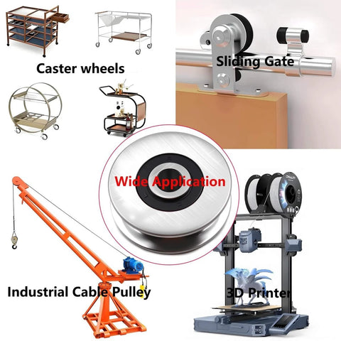 Stainless Steel Deep Groove Ball Bearing Lifting Pulley Wheel For Wire Rope 8mm Inner Diameter 400kg Capacity 50mm Wheel
