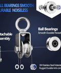Diagram of ✝️ Cable Pulley Wheel Stainless Steel with Ball Bearing Carabiner, showcasing detachable assembly and ball bearings.