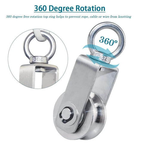 Cable Pulley Wheel Stainless Steel Swivel Pulley Block Silence Rotation Traction Wheel for 360-degree rotation demonstration