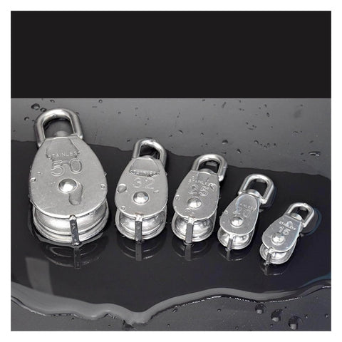 Stainless Steel Pulley M20 Single Wheel Swivel Lifting Rope Pulley Set Lifting Wheel Tools(M20) various sizes on wet surface