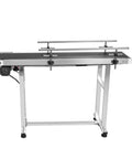 Industrial PVC Belt Conveyor 47 Inch By Seven Point Eight Inch In Corrosion Resistant Stainless Steel With 110 Volt Electric Adjustable Speed And Double Guardrail