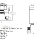 Technical diagram of High Purity Gas Stainless Steel Pneumatic Diaphragm Valve, quarter inch, for lab and industrial settings.