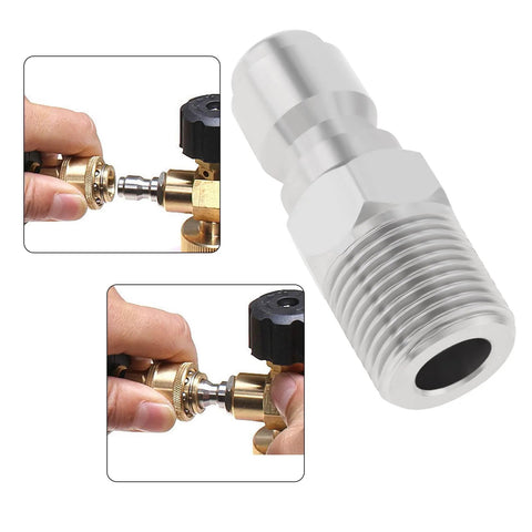 2 Pack NPT 3/8 Inch Pressure Washer Quick Connect Fittings Stainless Steel Male Adapters for Cleaning Machines