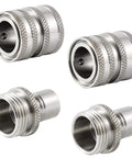 Stainless Steel Garden Hose Quick Connect Fittings With Quick Release For Easy Hose Attachments And Swapping Sprayers, Three Quarter Inch GHT Universal Connector